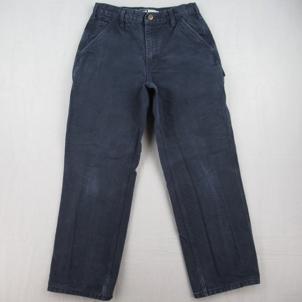 Carhartt B11 MDT Loose Straight Mens 30x30 Blue Canvas Carpenter Work Pants